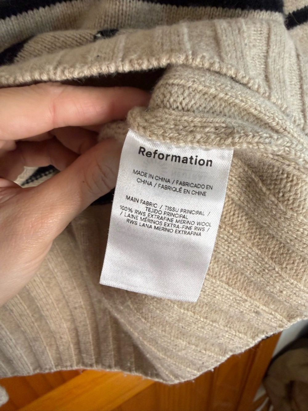 Reformation Mer Regenerative Wool Crewneck Sweater Striped Womens Small - Picture 3 of 11